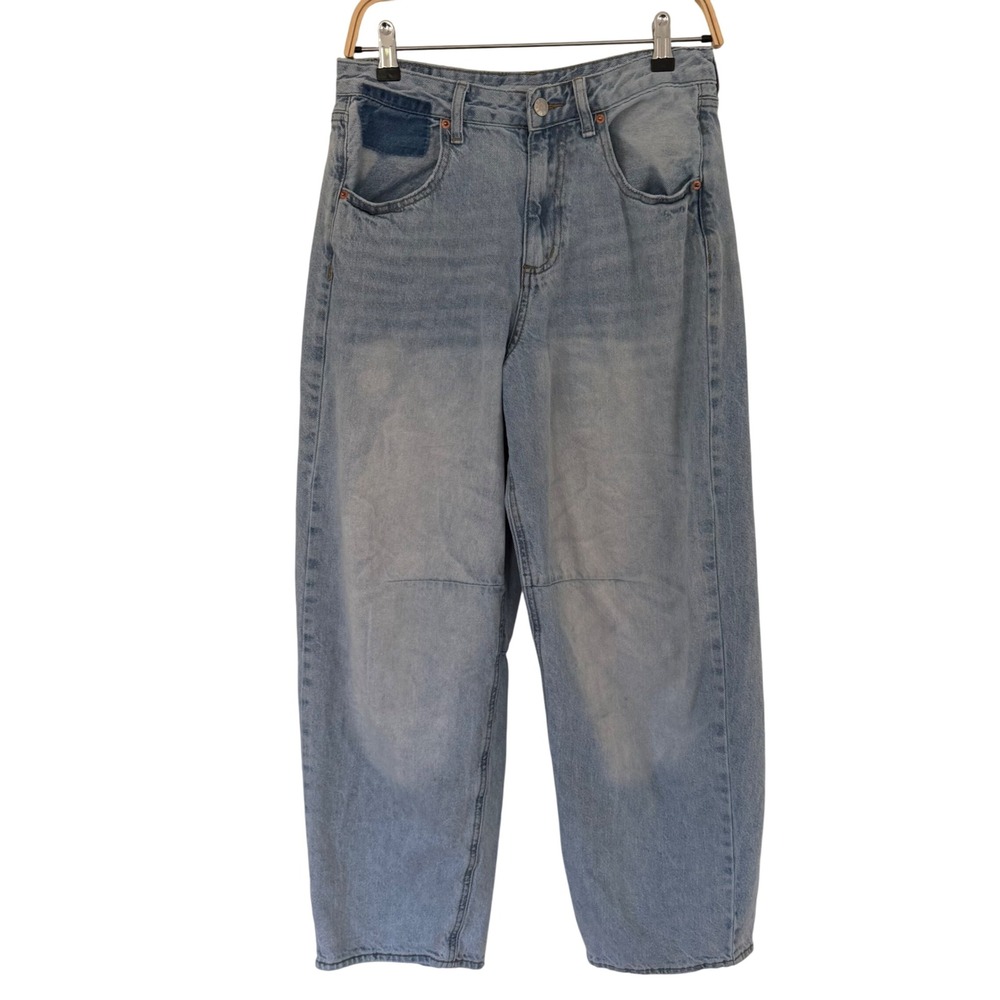 Song Light Wash High Waisted Relaxed Barrel Leg Denim Jeans Blue Festival y2k